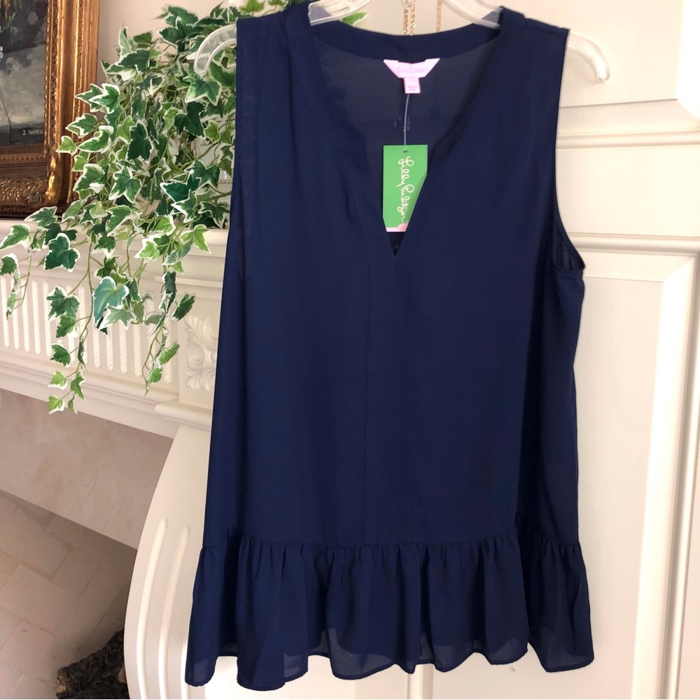 NWT Lilly Pulitzer Gramercy Top in True Navy Size L - Picture 2 of 4